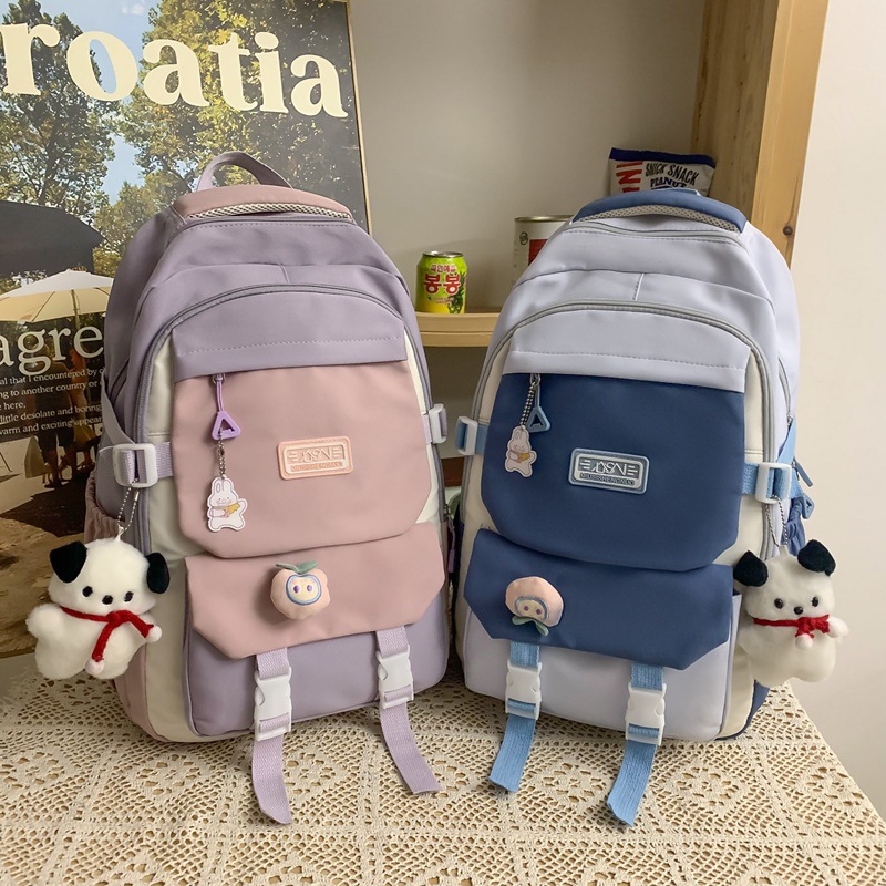 Cross-border schoolbag for girls, cute large-capacity backpack for junior high school students, lightweight backpack for female college students, and travel backpack for high school students Specification drawing