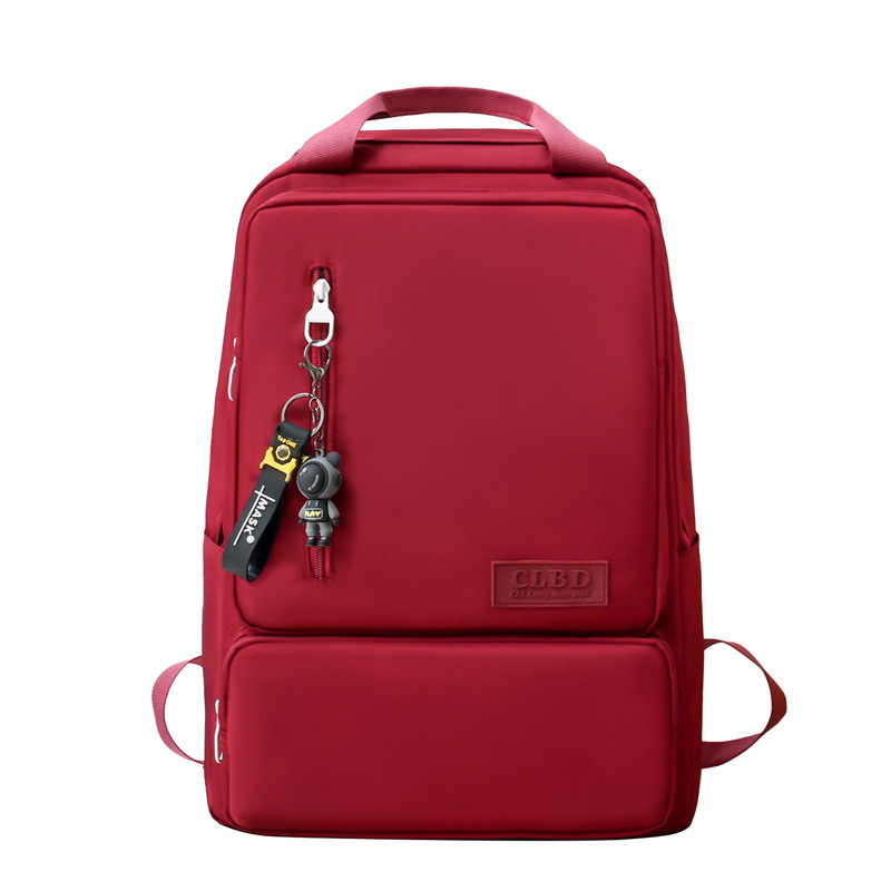 Simple and trendy ins campus style backpack, solid color large-capacity schoolbag for junior and senior high school students, travel computer backpack Item Picture