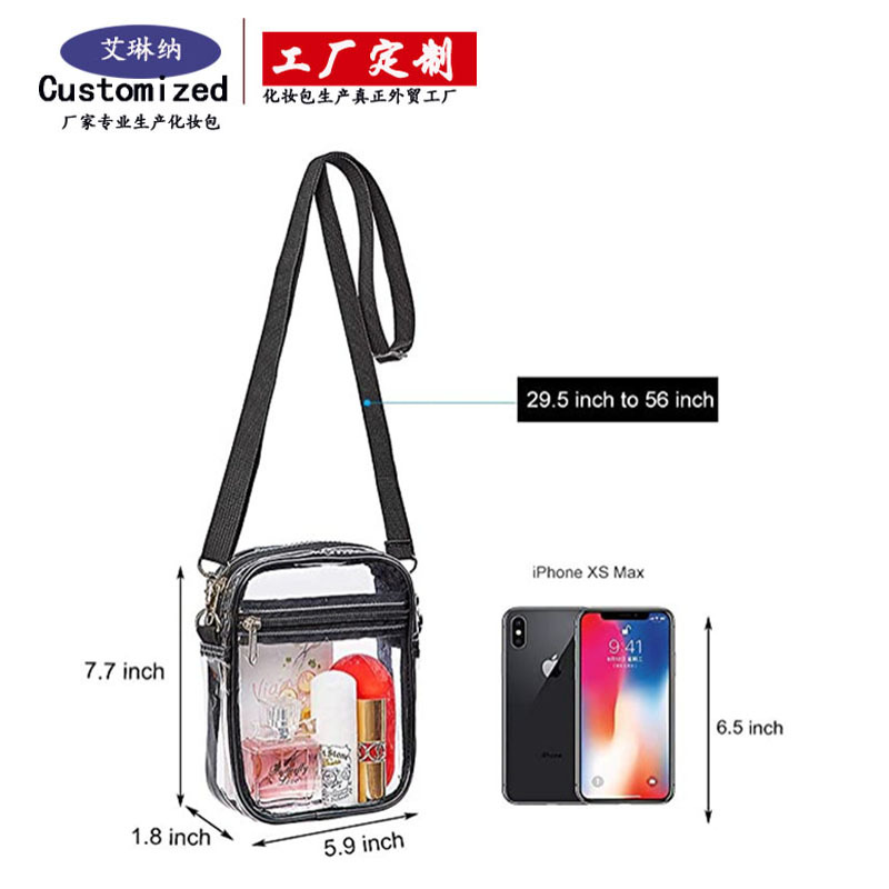 Amazon cross-border transparent single-shoulder crossbody cosmetic storage bag, waterproof transparent wallet bag processing and customization details Picture
