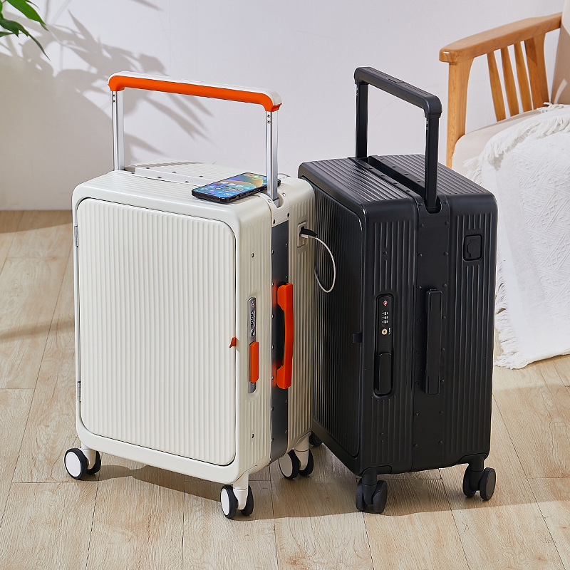 Wide handle multi-functional suitcase, women's handle suitcase, men's sturdy and durable student swivel wheel password travel suitcase full figure