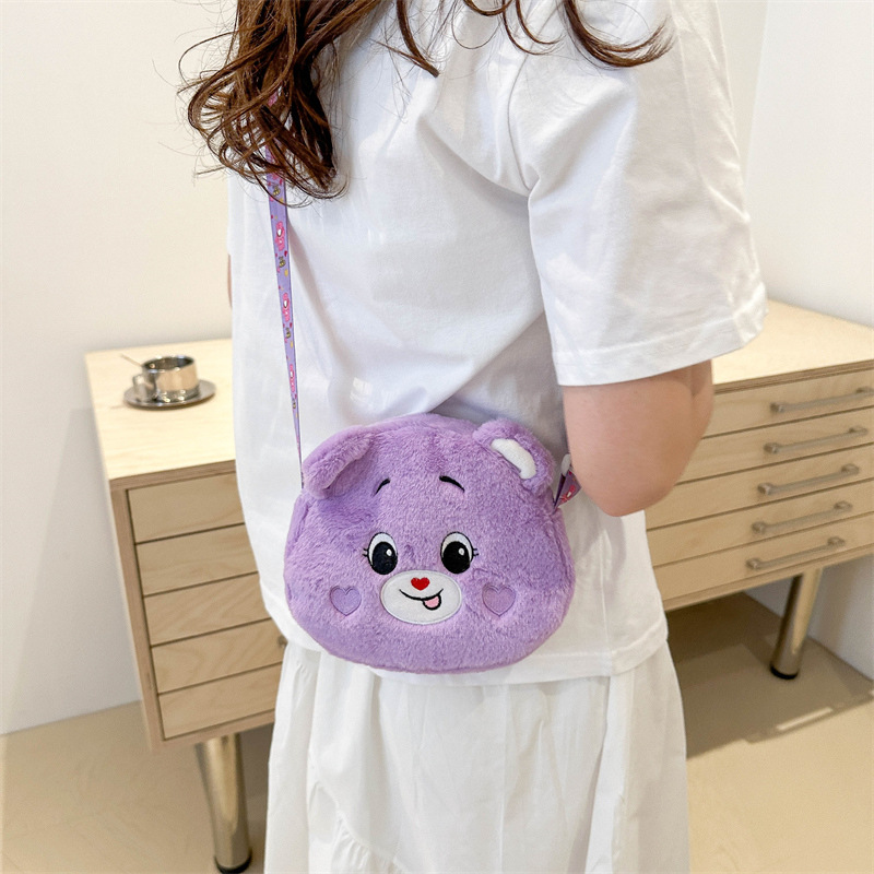 New cartoon rainbow heart bear crossbody bag claw machine doll exchange birthday gift plush toy manufacturer wholesale Application Scenario