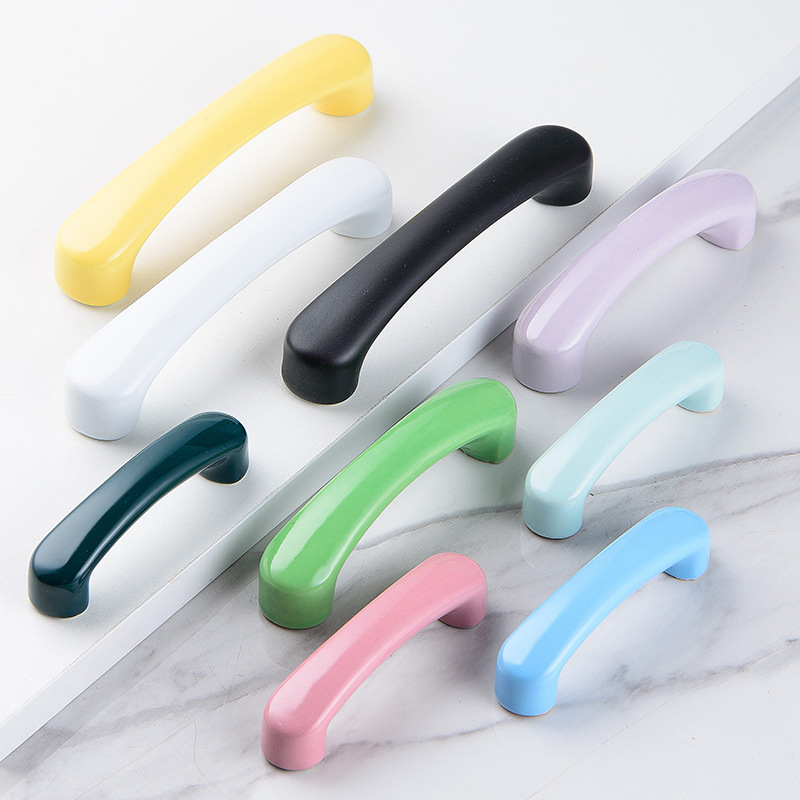 Ceramic handle, cartoon, simple, children's room wardrobe, door handle cabinet, kitchen cabinet, shoe cabinet door handle, double-hole distance large handle full figure