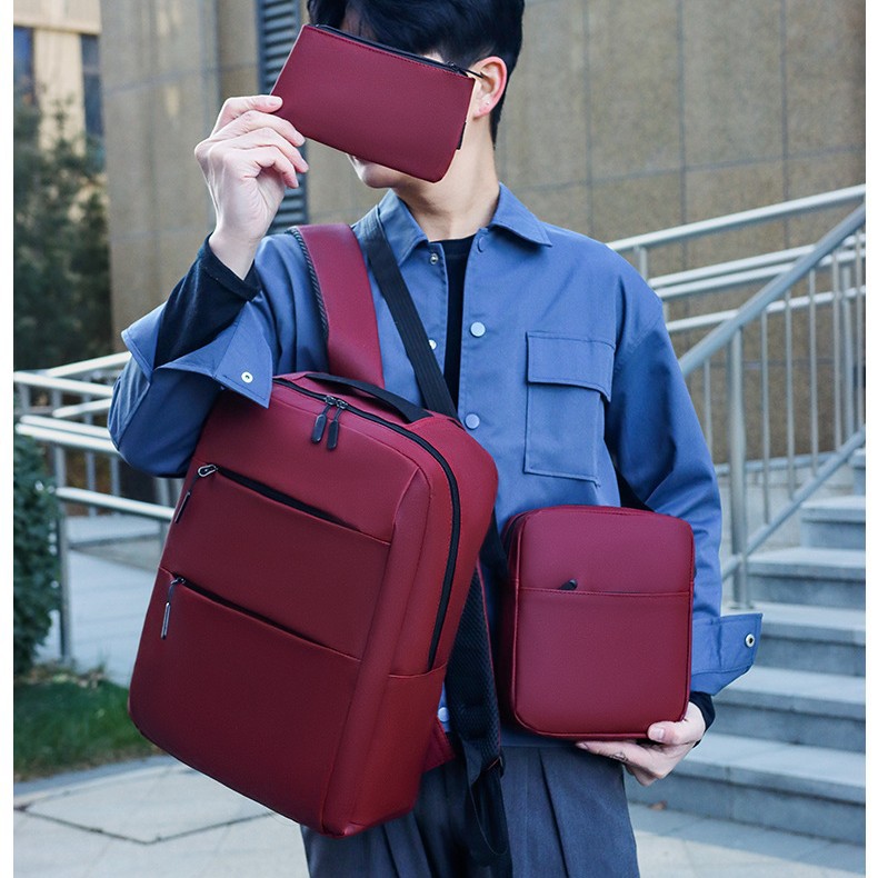 New large-capacity, fashionable men's cross-border backpack, business trip and travel backpack, student three-piece single-shoulder bag Specification drawing
