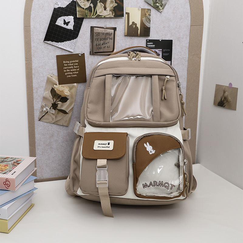 Cute and fresh, large-capacity schoolbag for junior high school students, backpack for senior high school students, transparent pain bag for college girls, and baby bag details Picture
