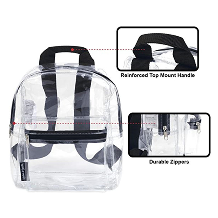 Amazon transparent PVC waterproof small schoolbag with logo printing, men's and women's concert backpack in stock details Picture