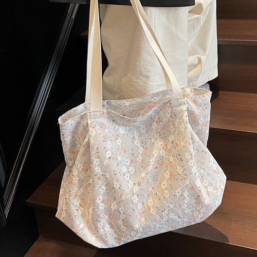 Cross-border floral print fabric bag for women 2025 New style, fashionable and versatile shoulder bag, large-capacity commuter tote bag for women Specification drawing