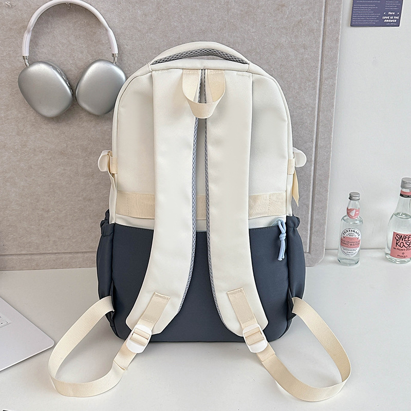 American retro color-blocking schoolbag, Korean version for girls, large capacity backpack for high school students, versatile travel backpack for junior high school students Specification drawing