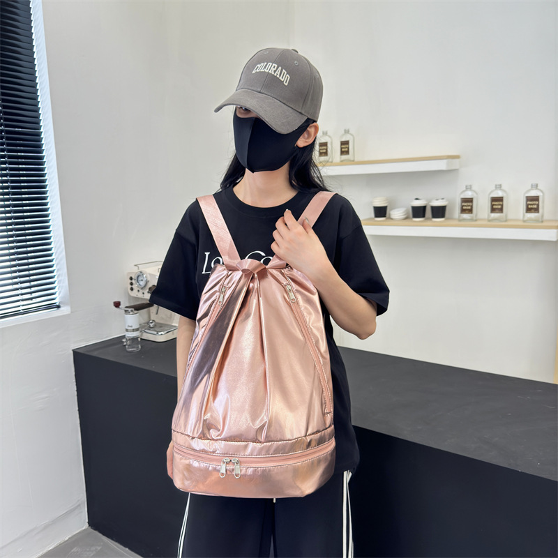 New silver swimming bag, women's dry and wet separation sports and fitness bag, waterproof storage yoga bag, travel backpack details Picture