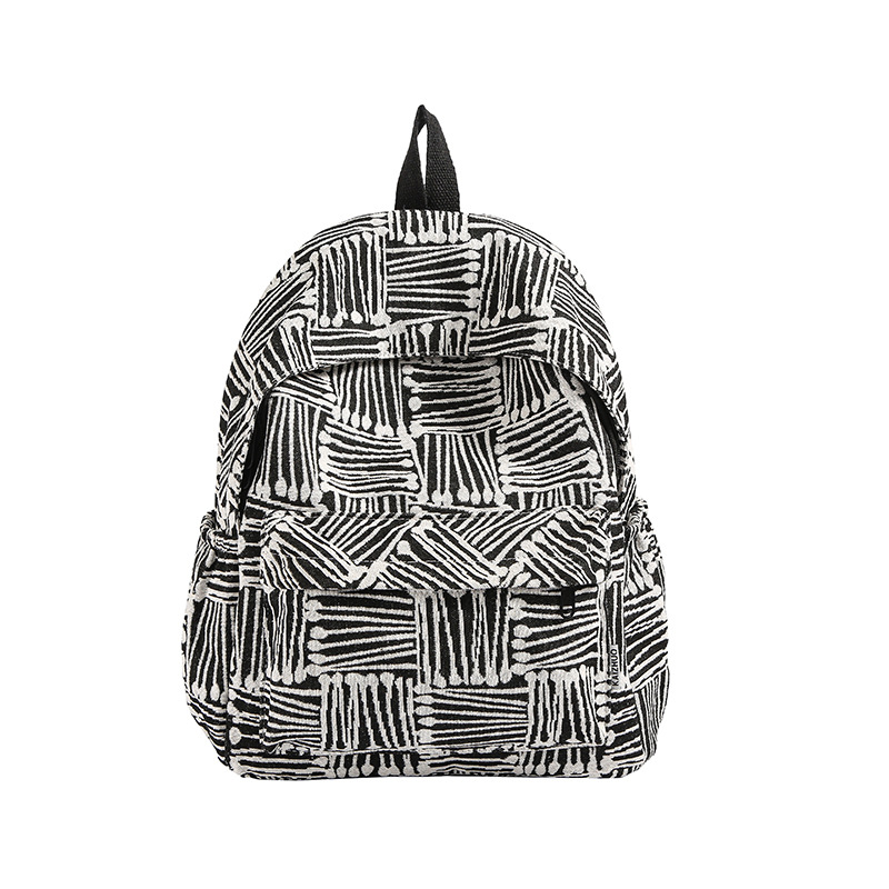 Travel backpack, student schoolbag, striped campus new backpack, niche casual travel, large capacity, trendy color contrast Item Picture