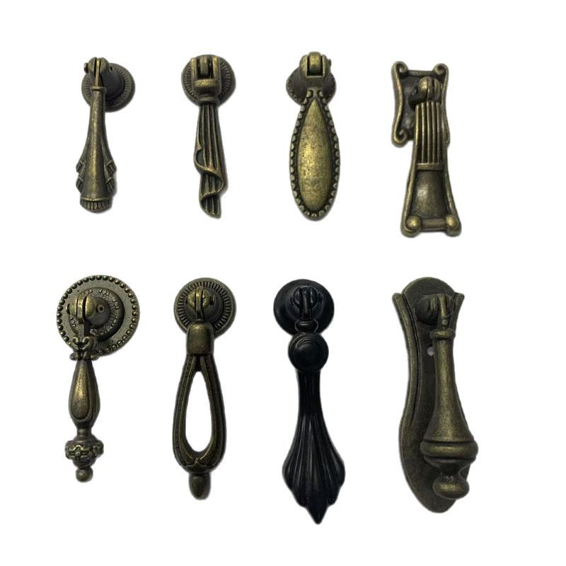 Zinc alloy drawer single-hole handle, antique hanging ring handle, Chinese classical single-hole counter handle, retro style Item Picture