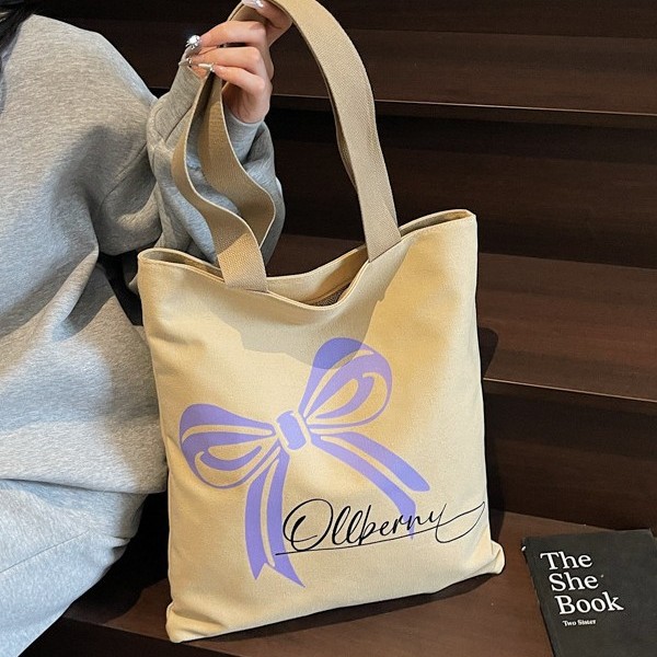 New butterfly canvas bag, cartoon Harajuku, fresh and cute single-shoulder bag, fashionable handbag for girls, commuting bag details Picture
