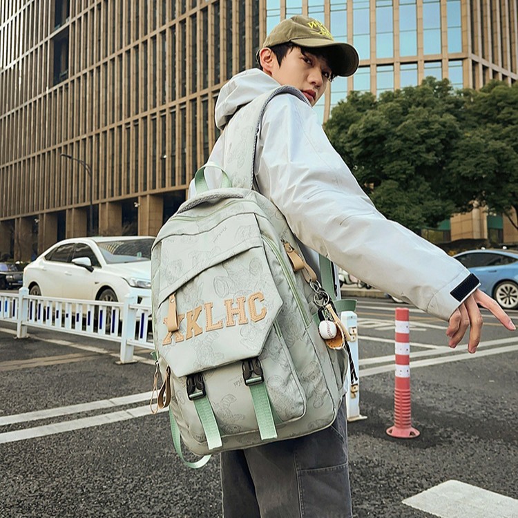 Forest-themed large-capacity bear print simple, versatile and dirt-resistant schoolbag, backpack for primary school, junior high school, senior high school and college students Specification drawing