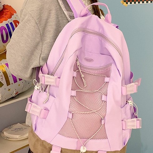 Fashionable, new, fresh and contrasting color outdoor travel backpack with large capacity, student casual commuting schoolbag full figure