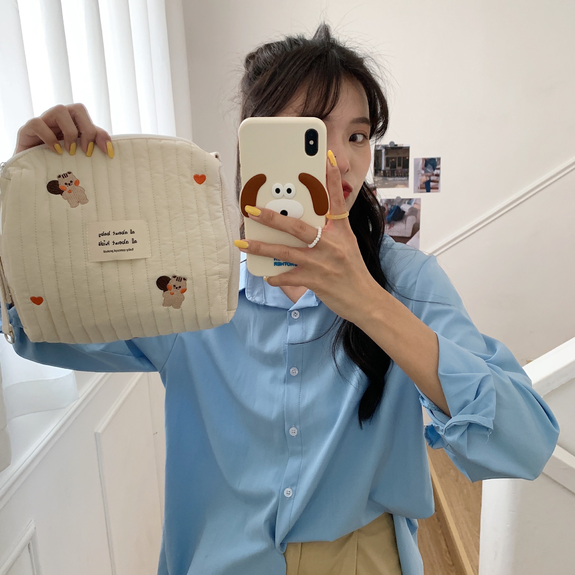 21131 InS-style quilted and embroidered baby cotton stroller hanging bag Mommy bag Storage cosmetic bag handbag Application Scenario