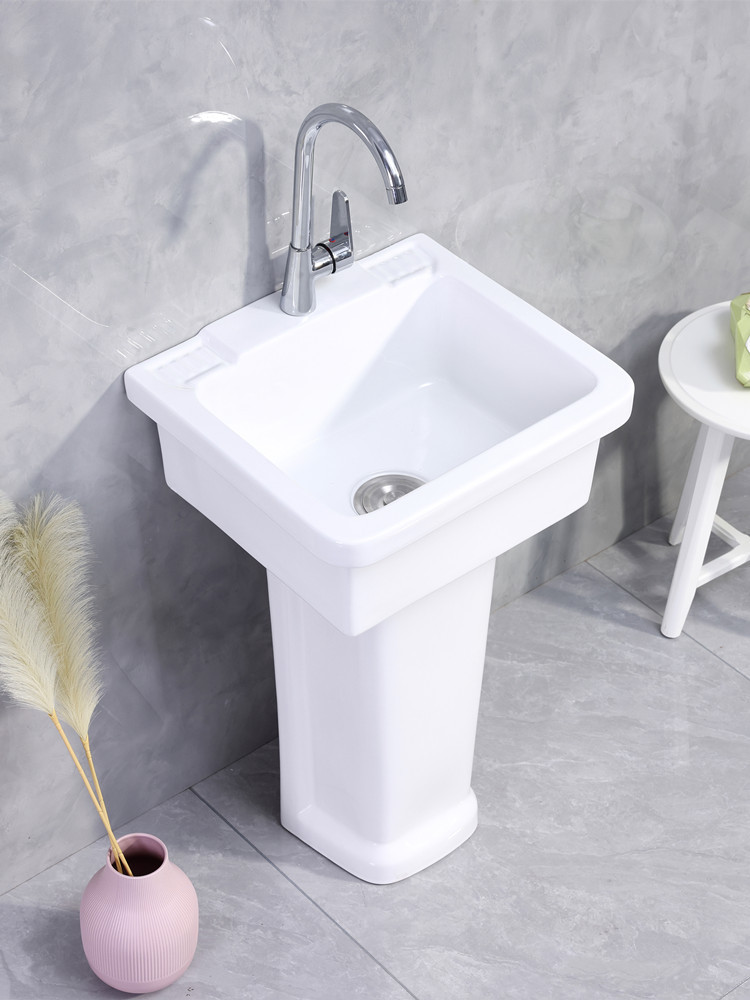 Laundry sink, ceramic basin, square sink, large laundry sink, balcony, bathroom, column, washbasin, sink for washing vegetables, countertop full figure