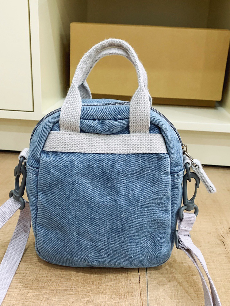 Denim small backpack, Japanese retro crossbody bag, solid color simple single-shoulder phone bag, casual summer small square bag Application Scenario