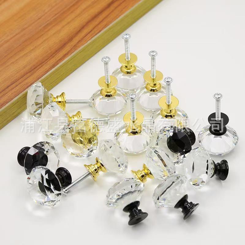 Multi-color light luxury crystal glass diamond-shaped, 30MM diameter single-hole handle, source stock drawer cabinet handle Application Scenario