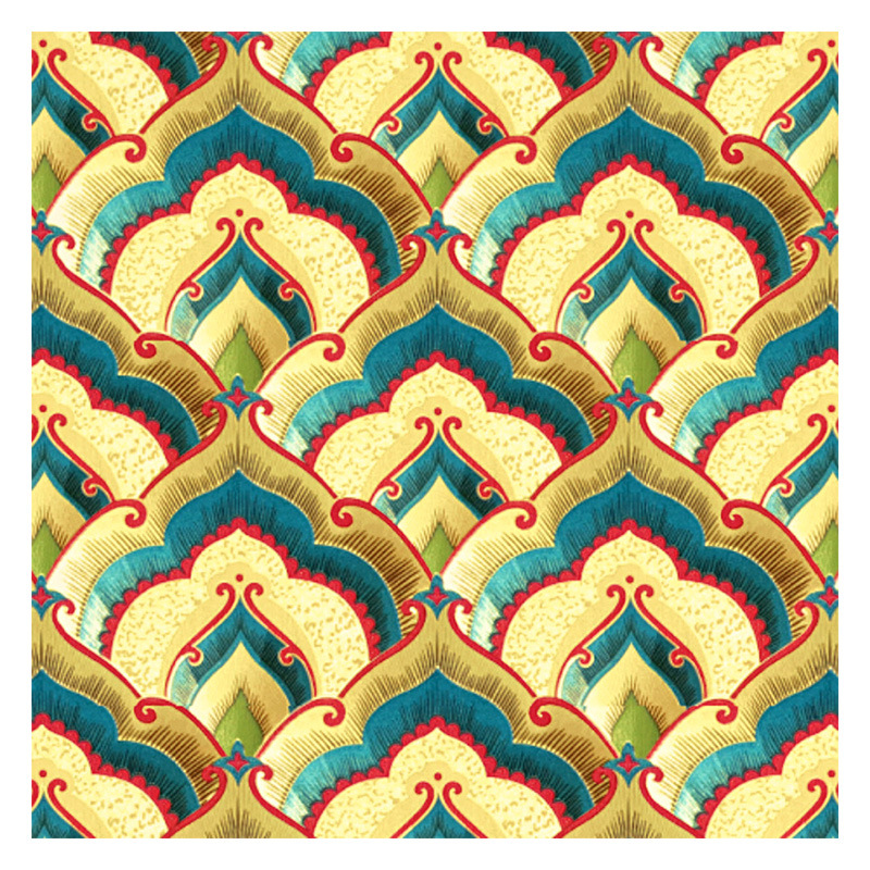 Self-adhesive wallpaper, Buddha niche background decorative stickers, golden yellow Buddha hall gold foil reflective self-adhesive new Chinese-style wallpaper Item Picture