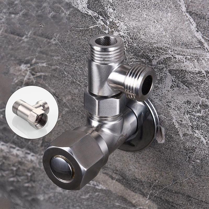 Carefully selected 304 stainless steel union three-way, brushed, one in and two out, bathroom Angle valve, water heater, water valve and bathroom accessories Specification drawing