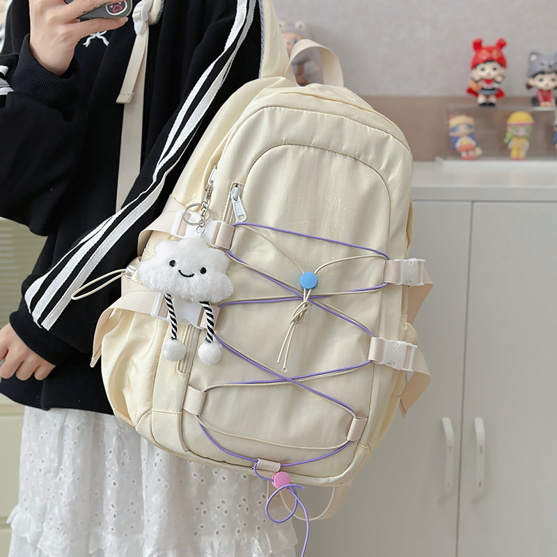 Large-capacity drawstring design, niche schoolbag, high appearance level backpack for junior high school girls, high school and primary school students' backpacks full figure