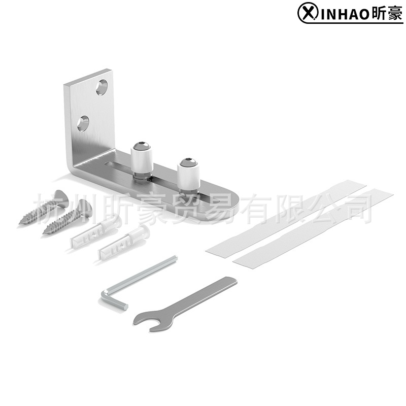 American-style barn door sliding door stop, ground guide with bearing, double wheel silver chrome-plated stop, factory direct sale full figure
