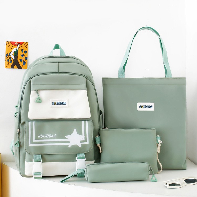 A large-capacity parent-child four-piece backpack for junior high school students, an Instagram Japanese-style Harajuku backpack with a high level of appearance for young girls Item Picture