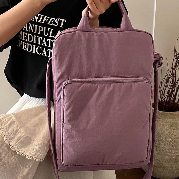 Large-capacity tablet bag, student crossbody bag for class, commuter women's single-shoulder bag, simple nylon fabric bag, handbag details Picture