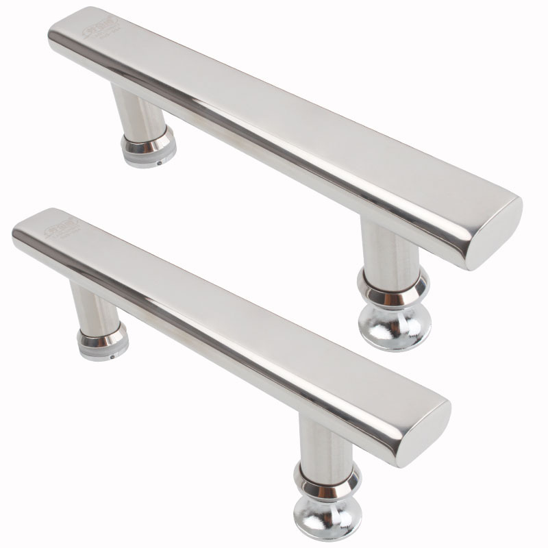 Thickened 304 stainless steel shower room handle, shower room glass sliding door handle, handrail hole spacing 145mm Specification drawing