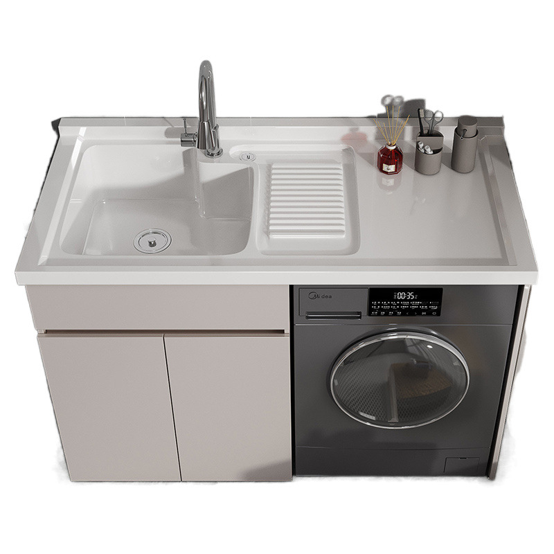 Honeycomb aluminum balcony washing wardrobe companion combination, drum washing cabinet, integrated washing pool platform with washboard factory wholesale Item Picture