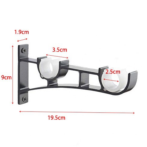The aluminum alloy curtain rod Roman rod bracket top-mounted single and double rod base support frame is modern and simple Specification drawing