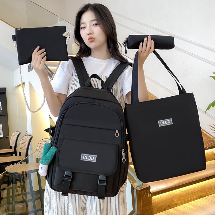 New nylon fashionable and simple backpack, lightweight hand-held women's bag, small square bag, four-piece set, multi-functional tutorial bag Specification drawing
