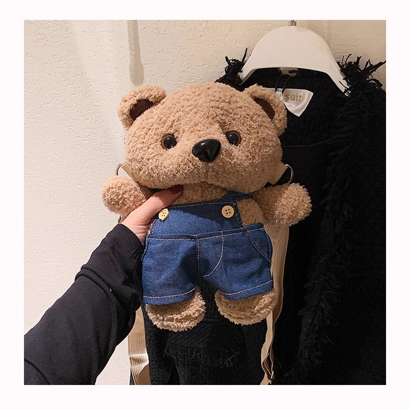 New cross-border cartoon bear bag, women's plush toy, cute shoulder strap bear doll, single-shoulder crossbody coin purse Application Scenario