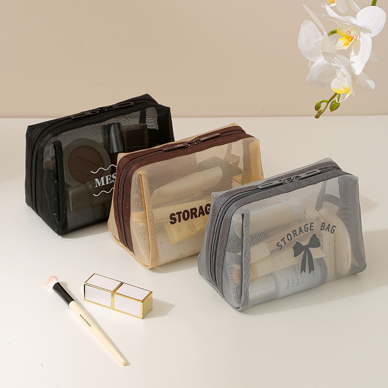 New nylon mesh octagonal makeup bag, large-capacity travel storage bag, water-resistant business trip storage bag, multi-functional details Picture