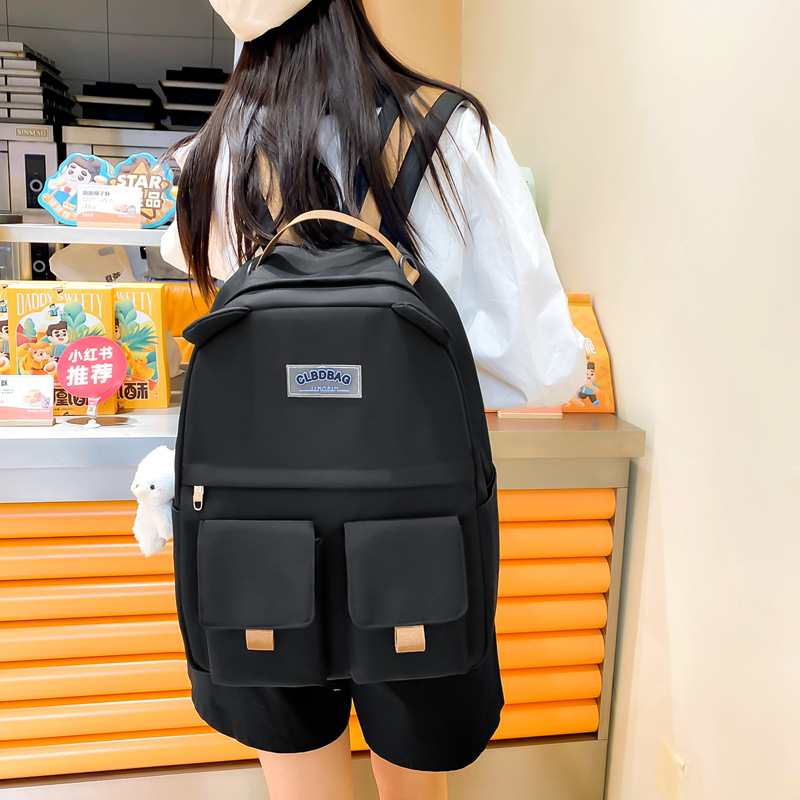 Simple and casual backpack for girls, 2025 new large-capacity Korean style trendy cartoon ear schoolbag for junior and senior high school students Specification drawing
