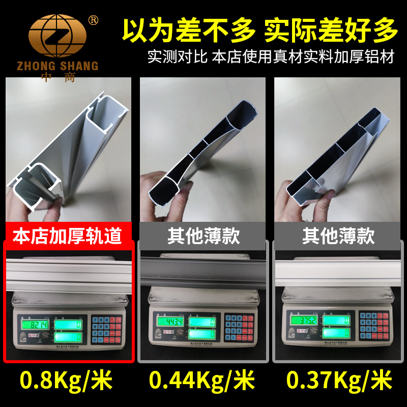 Aluminum alloy double-layer connected curtain rods, Roman rods, pulley slides, guide rails, top-mounted single and double track silent curtain tracks Specification drawing