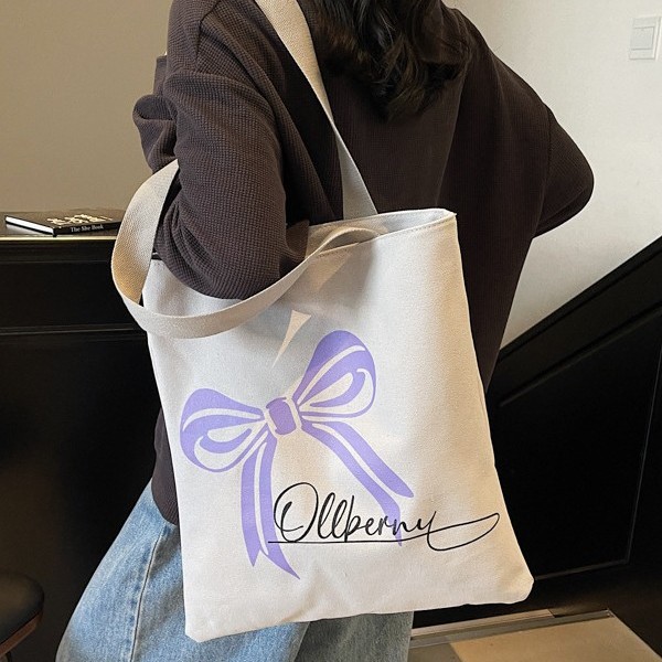 New butterfly canvas bag, cartoon Harajuku, fresh and cute single-shoulder bag, fashionable handbag for girls, commuting bag Specification drawing