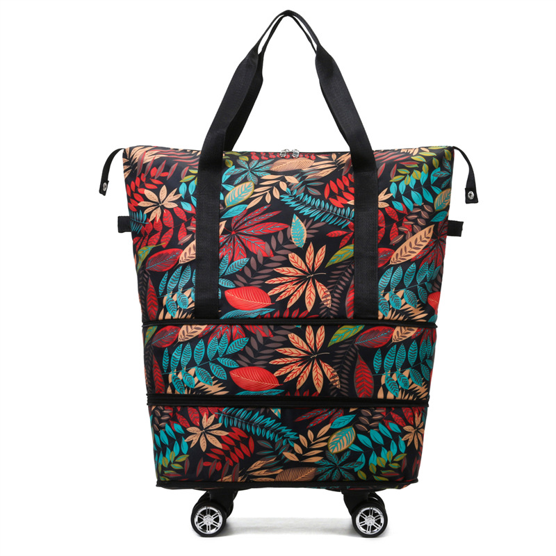 Travel bags, swivel wheels, double-layer expansion, large capacity, boarding and business trip luggage bags, hand-held dry and wet separation fitness bags Item Picture