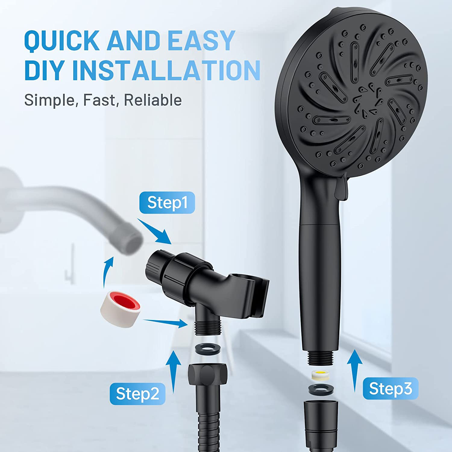 Amazon 8+2 function handheld showerhead with filter, detachable handle, back spray gun water, wholesale export showerhead Application Scenario