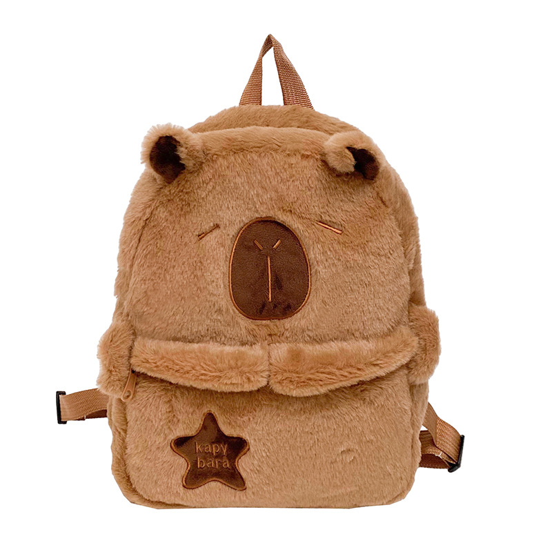 New Capibara Capybara double Backpack with a girlish heart, large-capacity class backpack, claw machine doll, redeem birthday gift Item Picture
