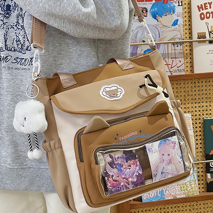 High-appearance-level ins-style schoolbag, junior high school girl backpack, high school student large-capacity cute pain bag, dopamine backpack details Picture