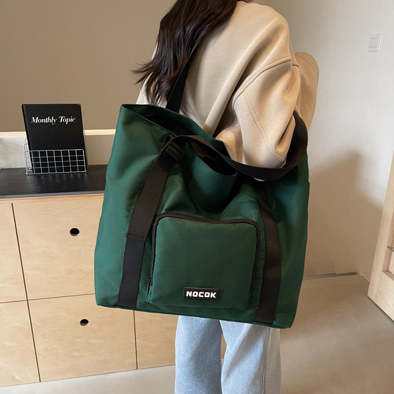 Wholesale large-capacity fashionable fitness bags, lightweight and casual short travel bags, women's foldable boarding hand shoulder bags Specification drawing