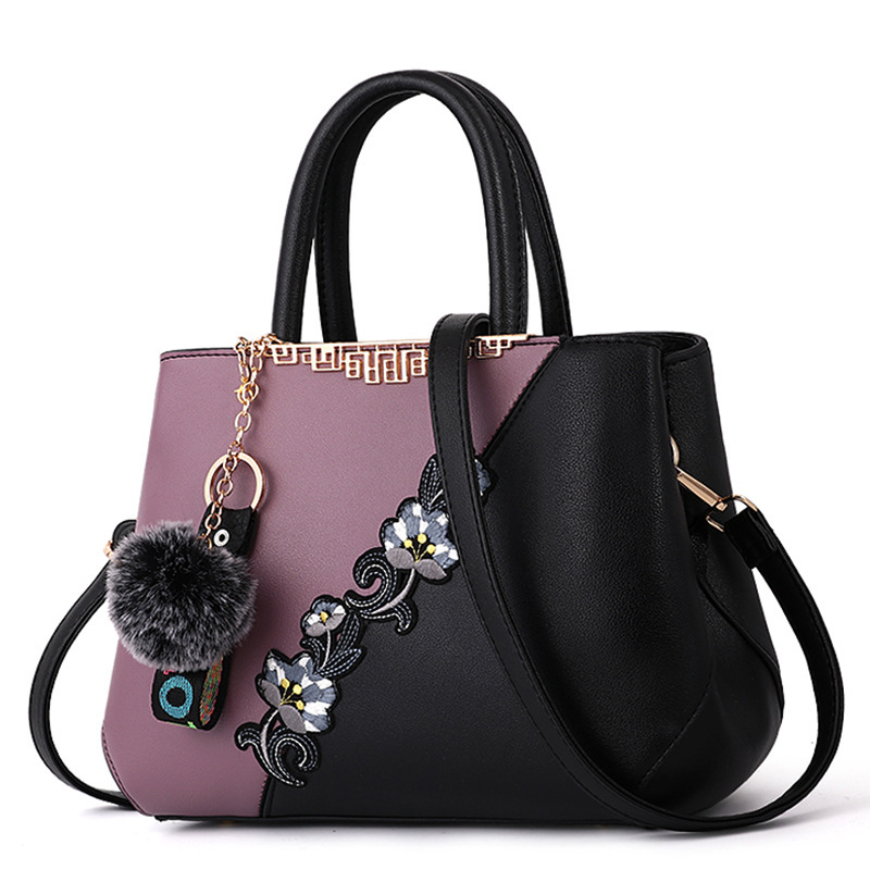 Embroidery foreign trade large Bag 2022 New crossbody middle-aged Mom bag, large capacity inlaid single-shoulder cross-border handbag Specification drawing