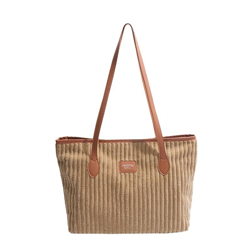 Corduroy large-capacity versatile 2024 winter new, niche and simple work commute hand-held shoulder tote bag for women Item Picture