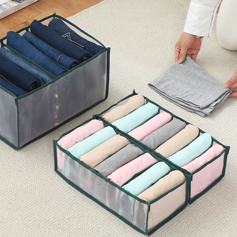 Clothes mesh storage box, wardrobe drawer, clothes, socks, bra storage bag, desktop, jeans compartments storage box details Picture