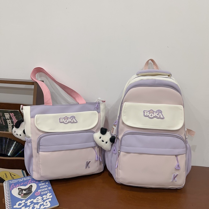 Cross-border College style Japanese-style junior high school student schoolbag, primary school student color-matched backpack, fresh girl's class tutorial bag full figure
