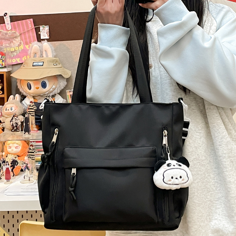 Retro and versatile commuter tote bag, fashionable large-capacity single-shoulder bag, girl's handbag, student tutorial class backpack full figure