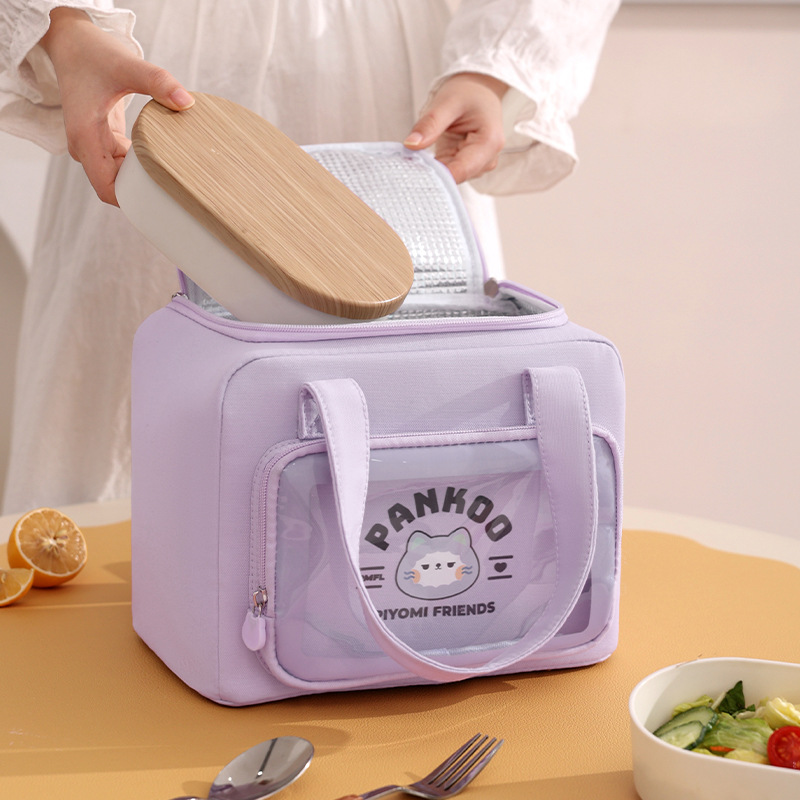 Runhui's new trendy square meal bags, office workers' hand-held bento bags, student lunch box bags, and portable insulated bags details Picture