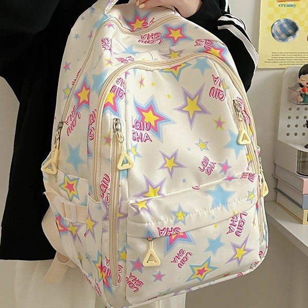 2024 New style junior high school student graffiti schoolbag for girls, cute printed backpack, high-quality large-capacity backpack for girls full figure