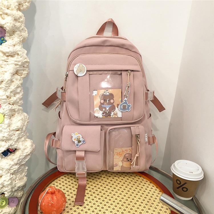 Fashionable Korean-style backpacks for girls, cute cartoon ones, simple and large-capacity casual backpacks for primary and junior high school students full figure