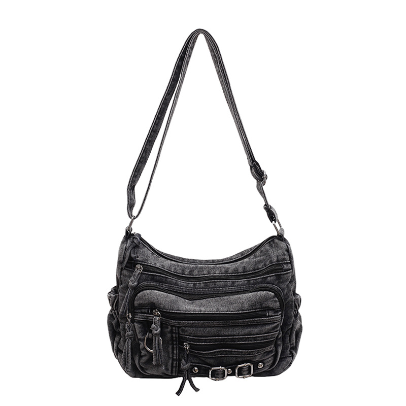 A new soft-faced crossbody bag for women in 2025, a middle-aged single-shoulder denim spring and summer large-capacity casual commuter women's bag Item Picture